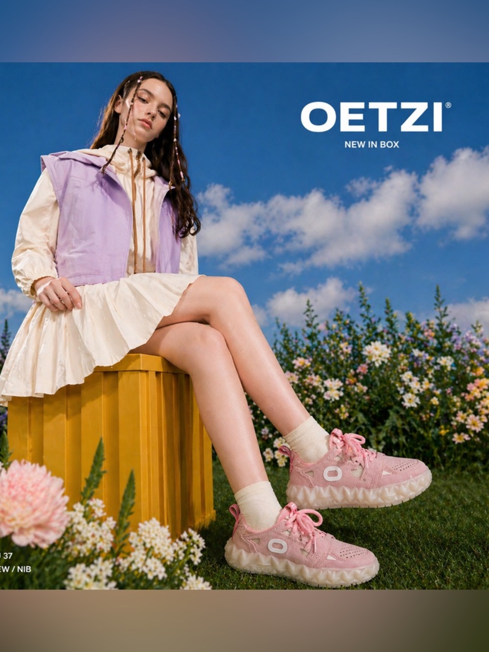OETZI Pink Suede Chunky Sneakers EU 37 / US 6.5 Geometric Sole NIB